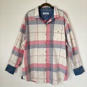 Tommy Bahama Coastline Cord Grand Isle Plaid Cotton Sport Casual Shirt Size XL